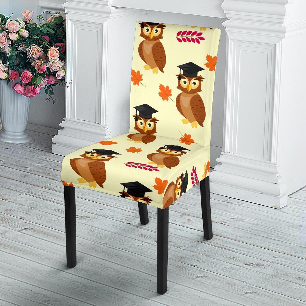 Graduation Owl Pattern Print Chair Cover-grizzshop