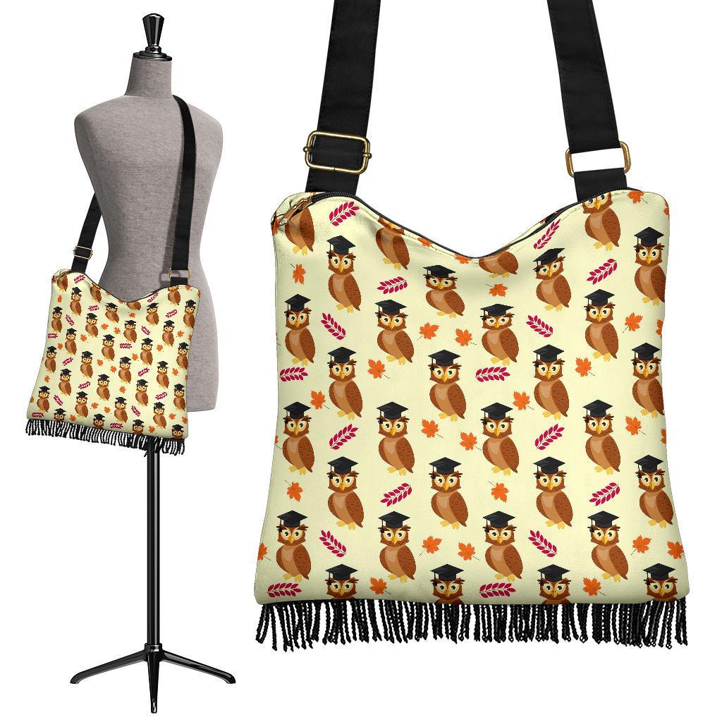 Graduation Owl Pattern Print Crossbody bags-grizzshop