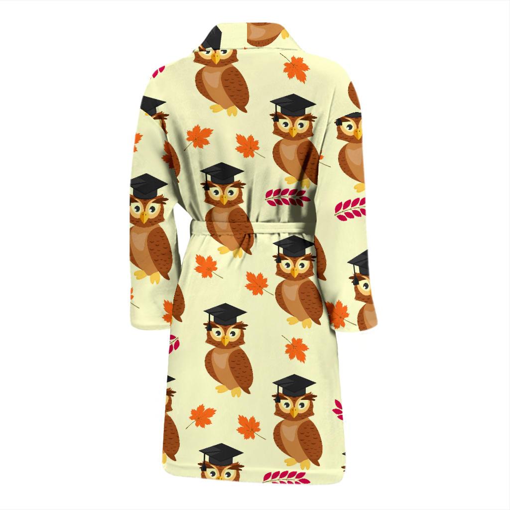 Graduation Owl Pattern Print Men Long Robe-grizzshop