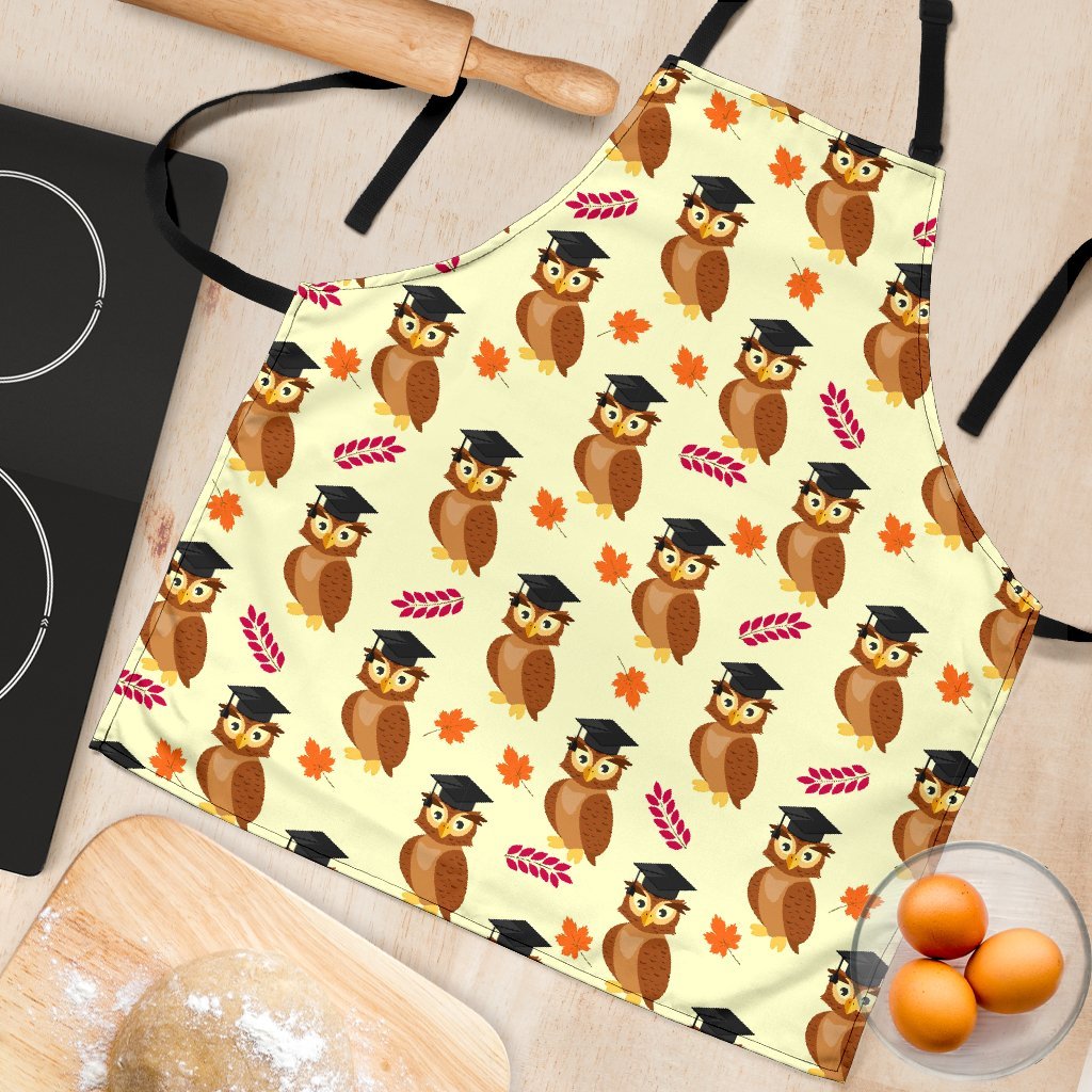 Graduation Owl Pattern Print Women's Apron-grizzshop