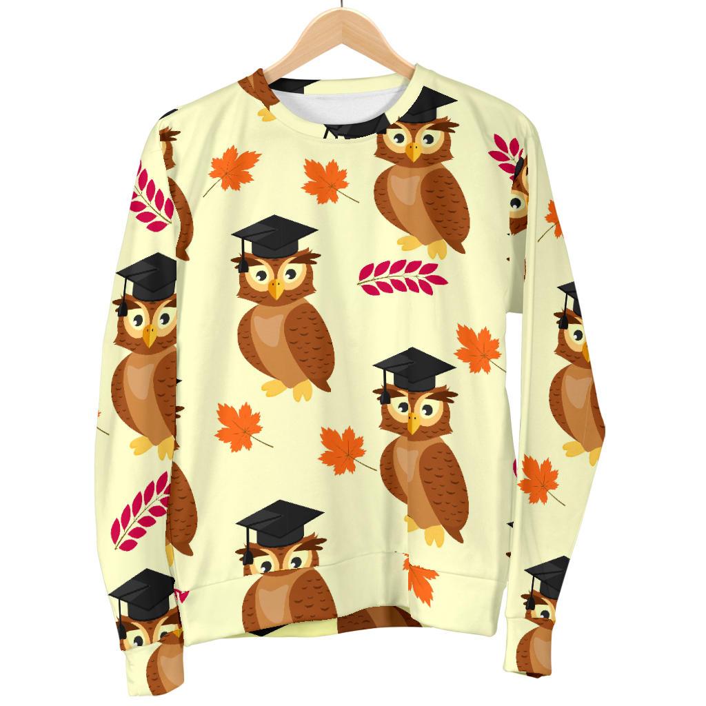 Graduation Owl Pattern Print Women's Sweatshirt-grizzshop