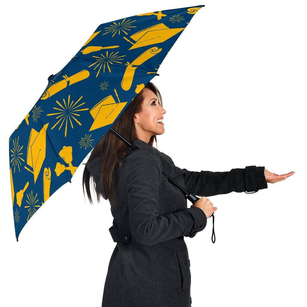 Graduation Pattern Print Automatic Foldable Umbrella-grizzshop
