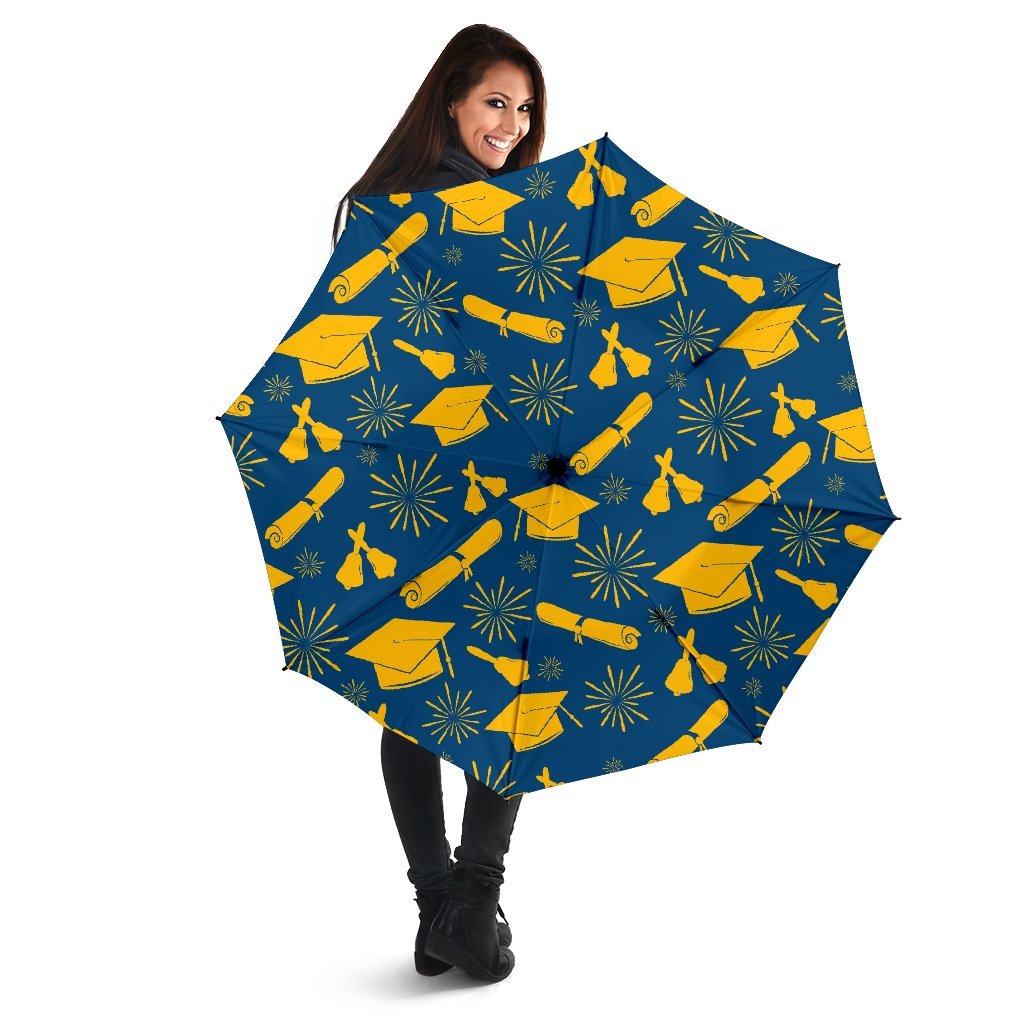 Graduation Pattern Print Automatic Foldable Umbrella-grizzshop
