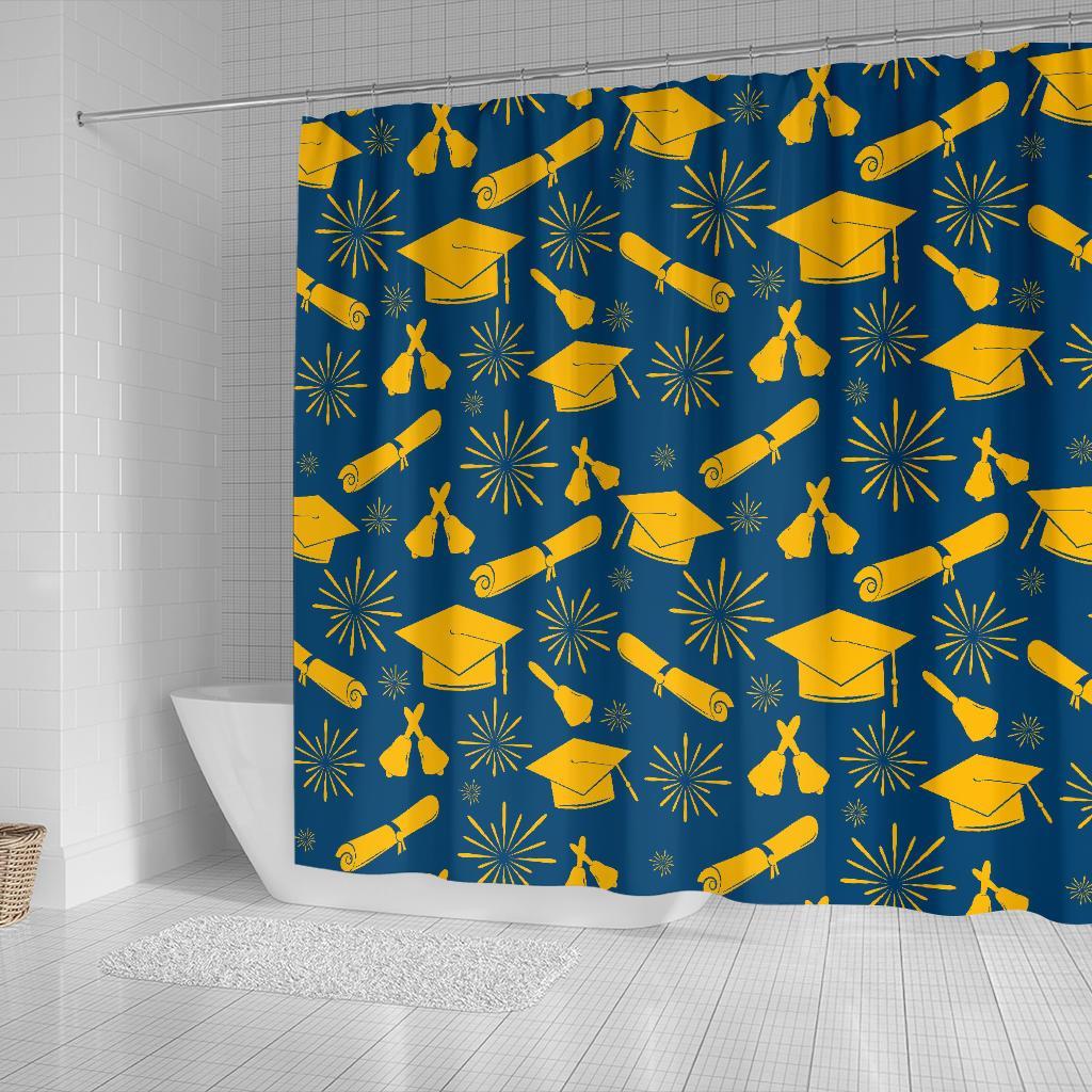 Graduation Pattern Print Bathroom Shower Curtain-grizzshop