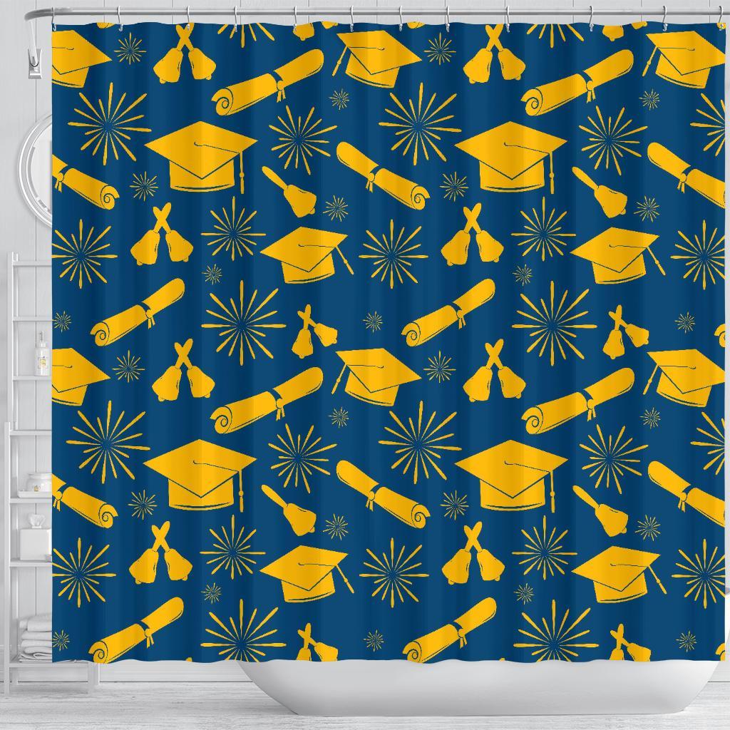 Graduation Pattern Print Bathroom Shower Curtain-grizzshop