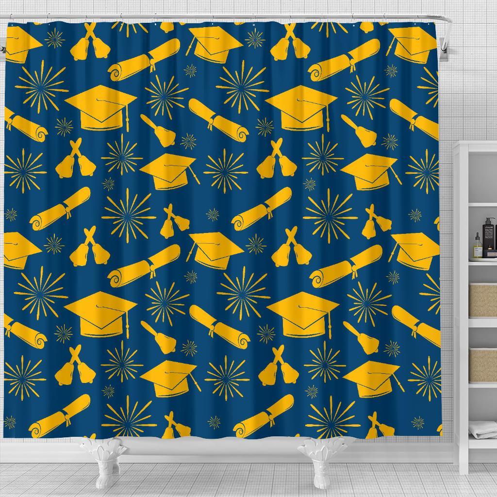 Graduation Pattern Print Bathroom Shower Curtain-grizzshop