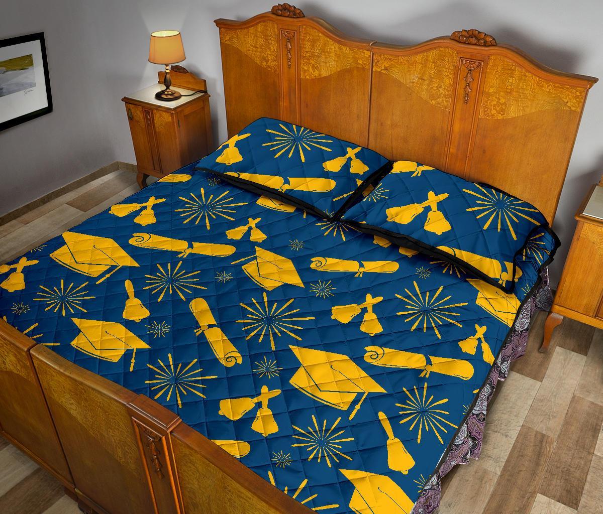 Graduation Pattern Print Bed Set Quilt-grizzshop