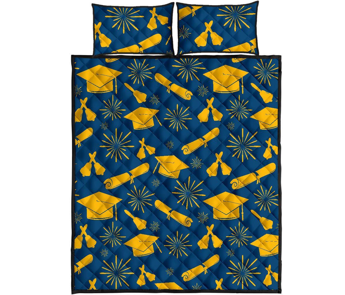 Graduation Pattern Print Bed Set Quilt-grizzshop