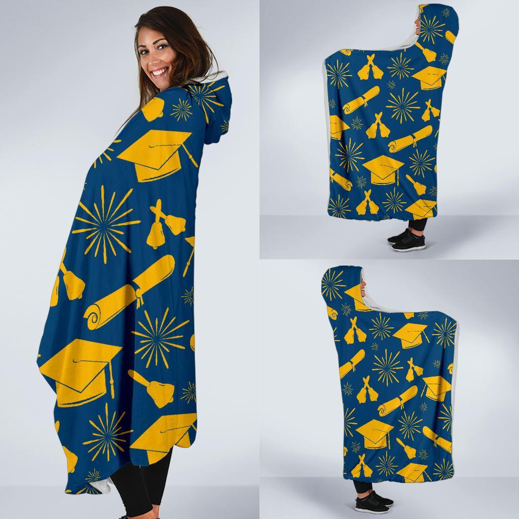 Graduation Pattern Print Hooded Blanket-grizzshop