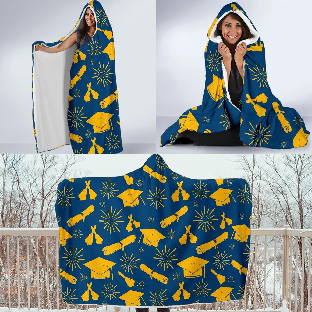 Graduation Pattern Print Hooded Blanket-grizzshop