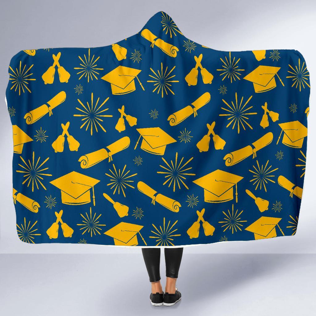 Graduation Pattern Print Hooded Blanket-grizzshop