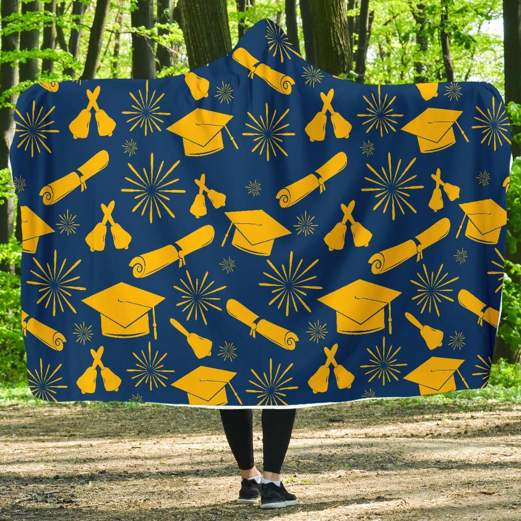 Graduation Pattern Print Hooded Blanket-grizzshop