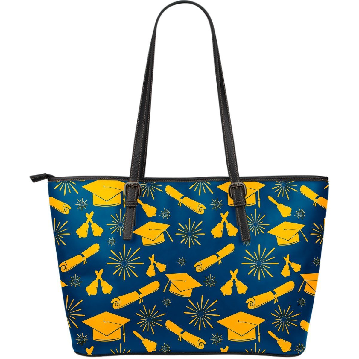 Graduation Pattern Print Leather Tote Bag-grizzshop