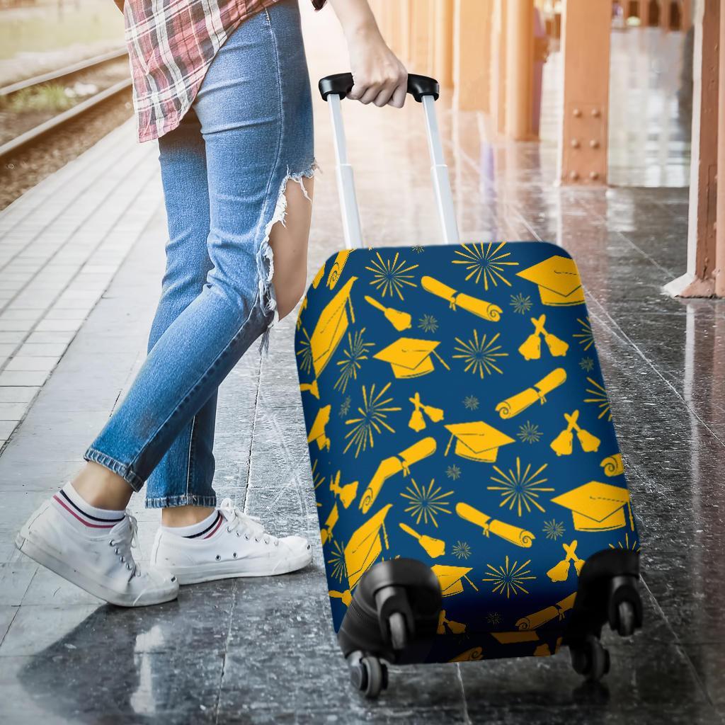 Graduation Pattern Print Luggage Cover Protector-grizzshop