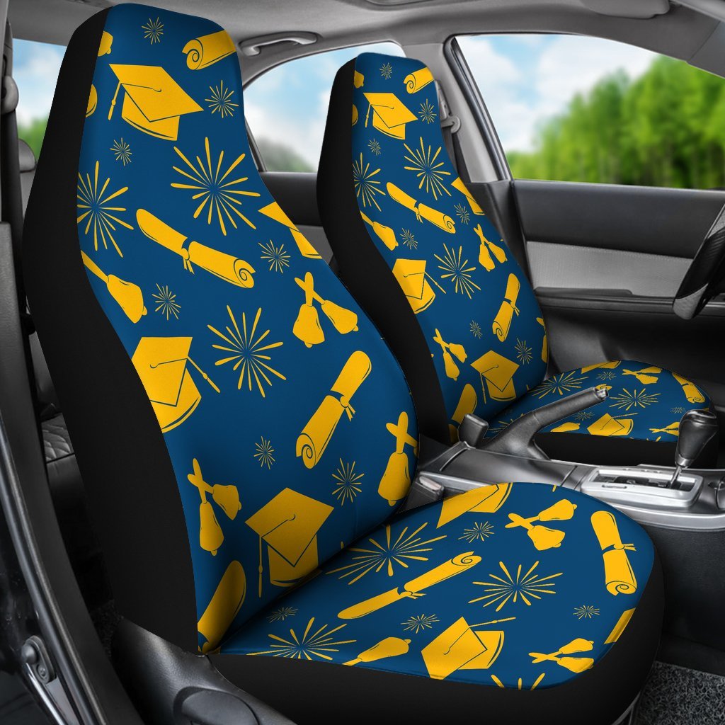 Graduation Pattern Print Universal Fit Car Seat Covers-grizzshop