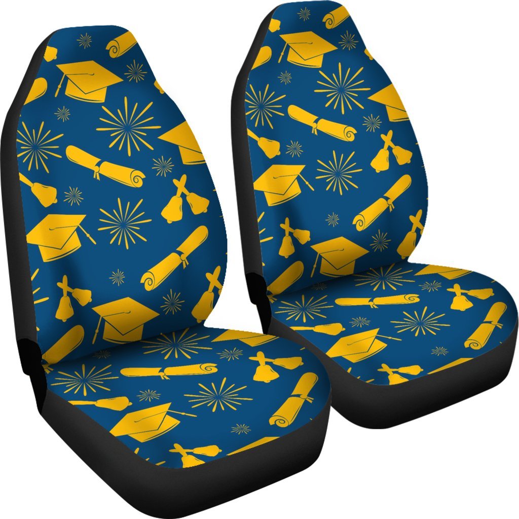 Graduation Pattern Print Universal Fit Car Seat Covers-grizzshop