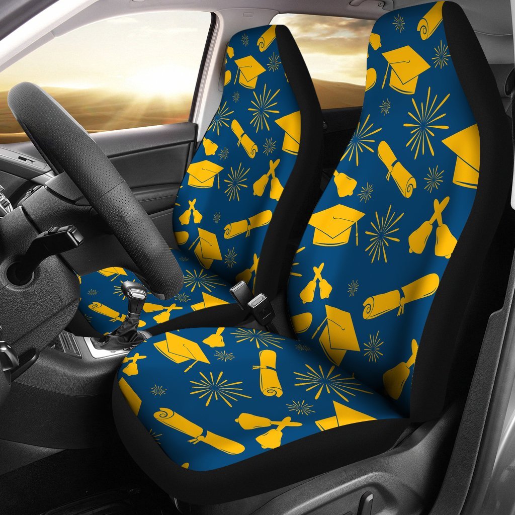 Graduation Pattern Print Universal Fit Car Seat Covers-grizzshop