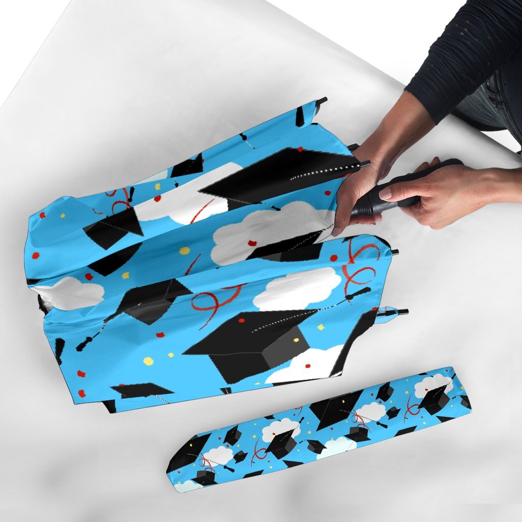 Graduation Print Pattern Automatic Foldable Umbrella-grizzshop