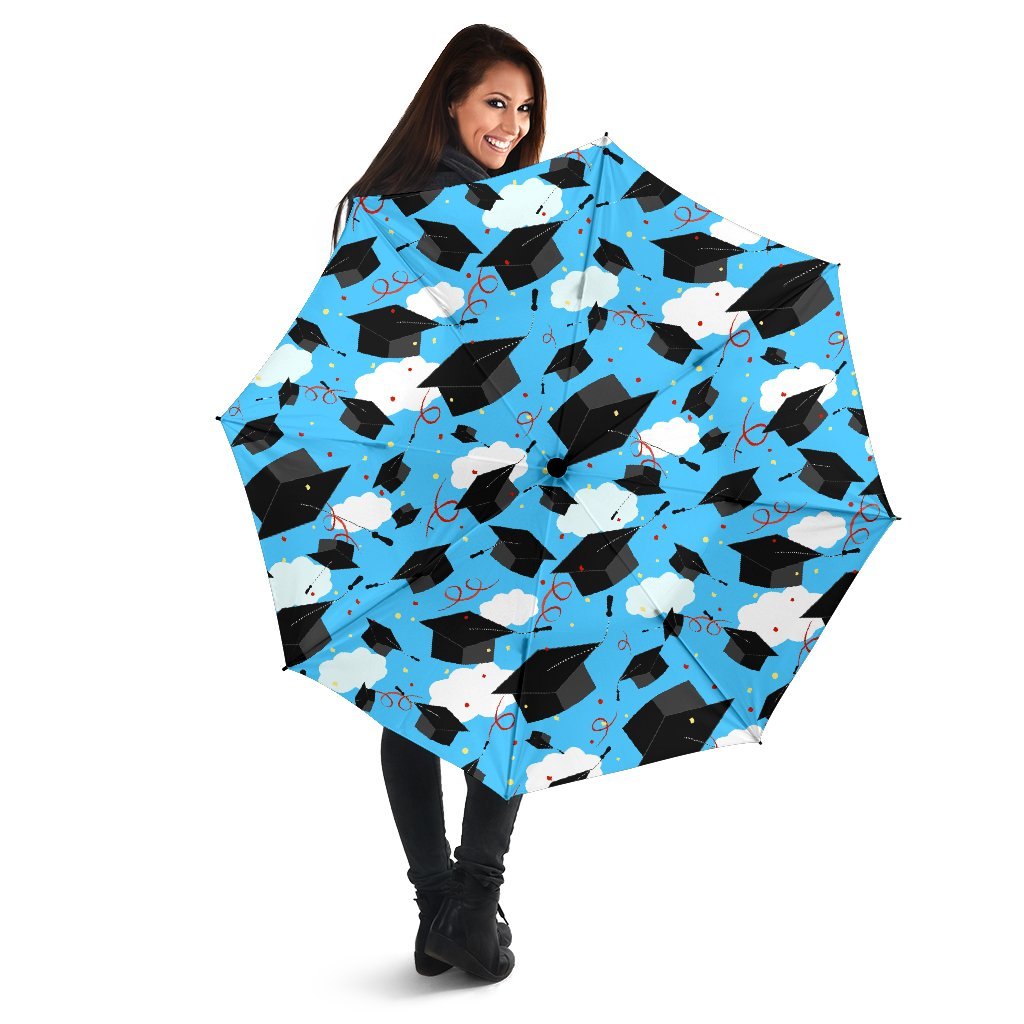 Graduation Print Pattern Automatic Foldable Umbrella-grizzshop
