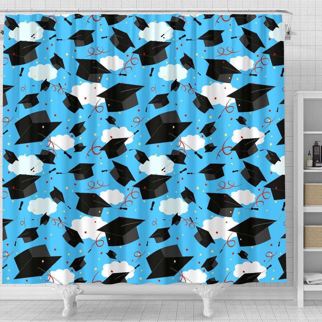 Graduation Print Pattern Bathroom Shower Curtain-grizzshop