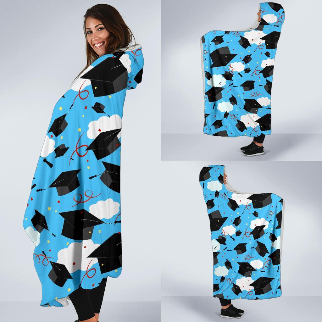 Graduation Print Pattern Hooded Blanket-grizzshop