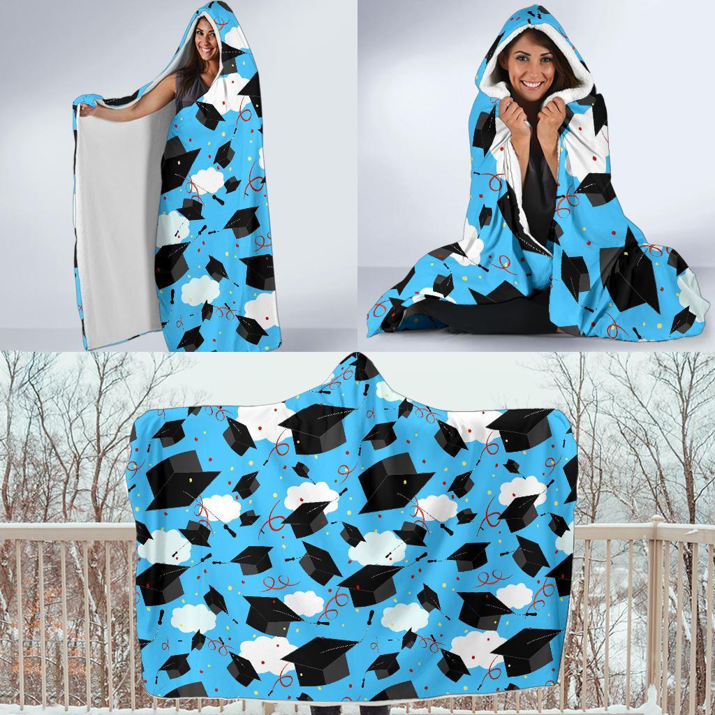 Graduation Print Pattern Hooded Blanket-grizzshop