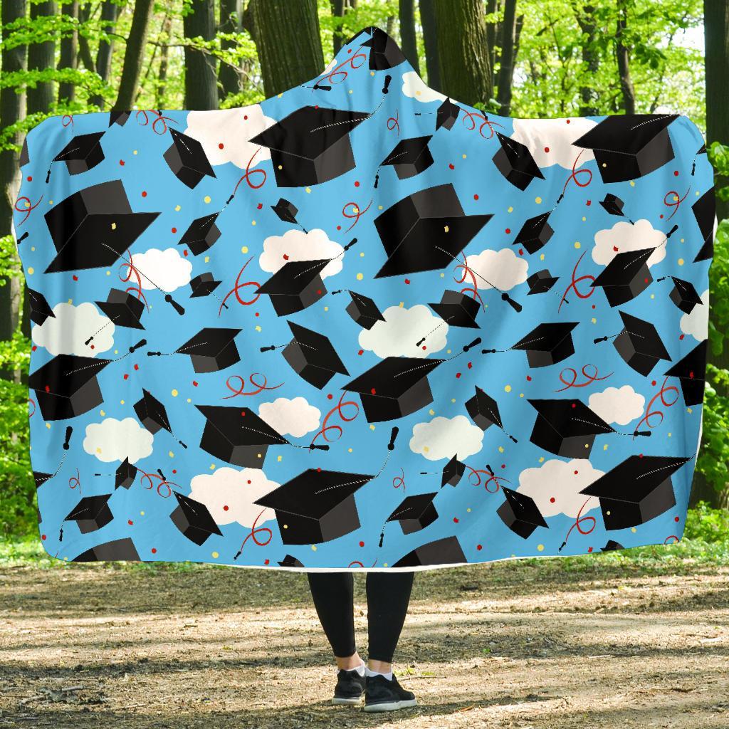 Graduation Print Pattern Hooded Blanket-grizzshop