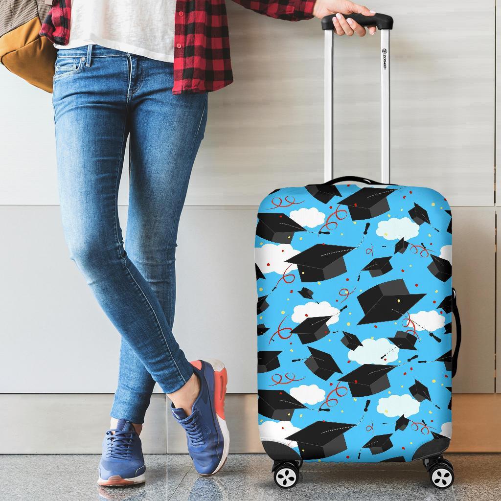 Graduation Print Pattern Luggage Cover Protector-grizzshop