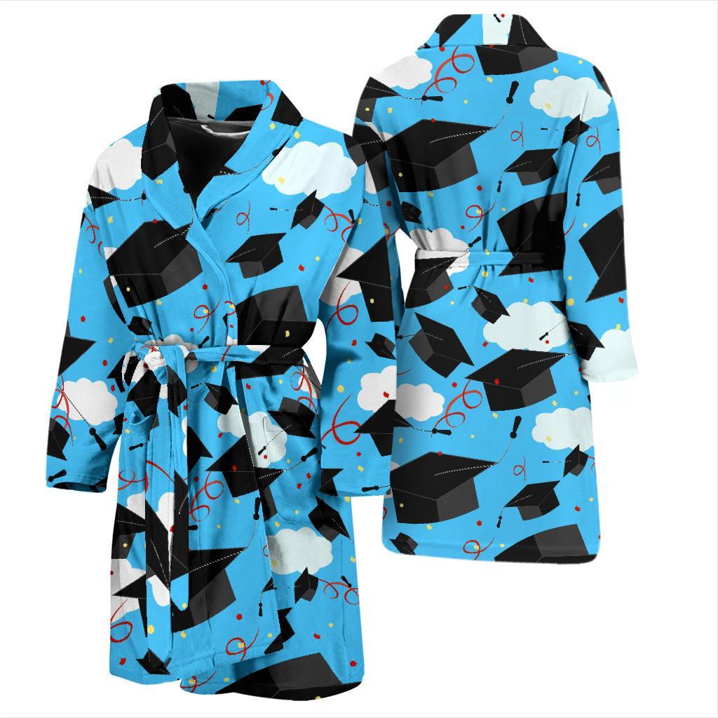 Graduation Print Pattern Men Long Robe-grizzshop