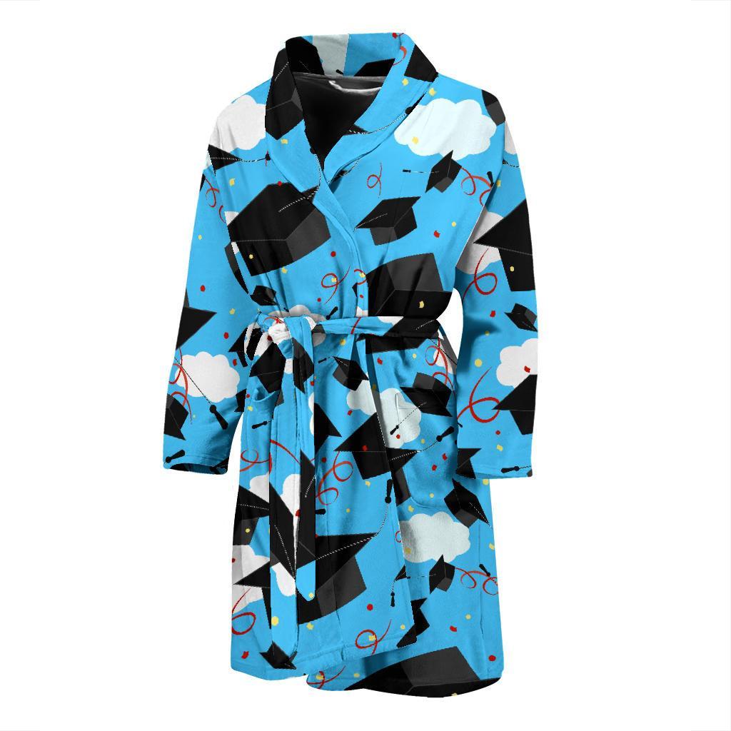 Graduation Print Pattern Men Long Robe-grizzshop