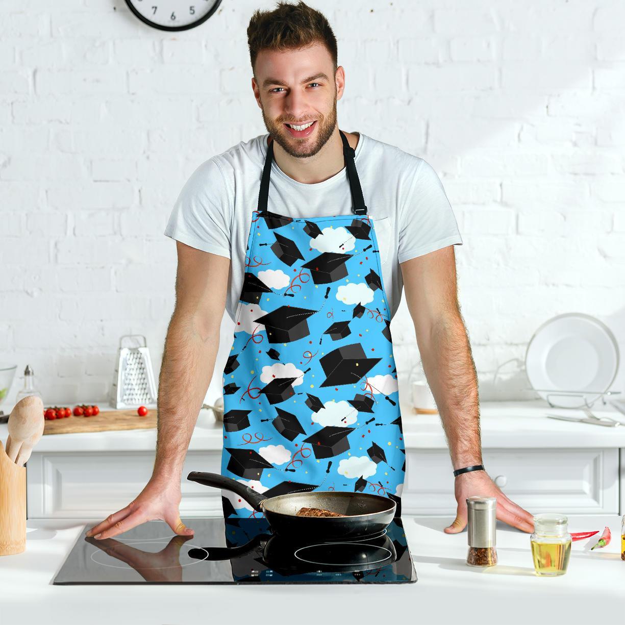 Graduation Print Pattern Men's Apron-grizzshop