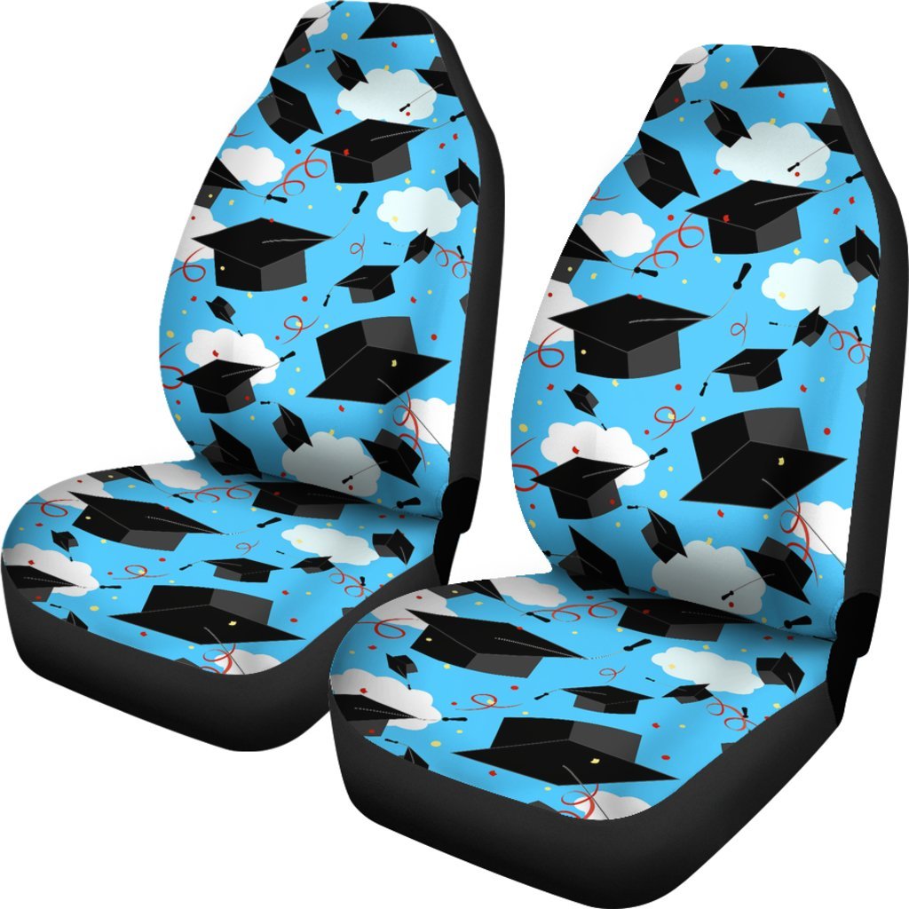 Graduation Print Pattern Universal Fit Car Seat Covers-grizzshop