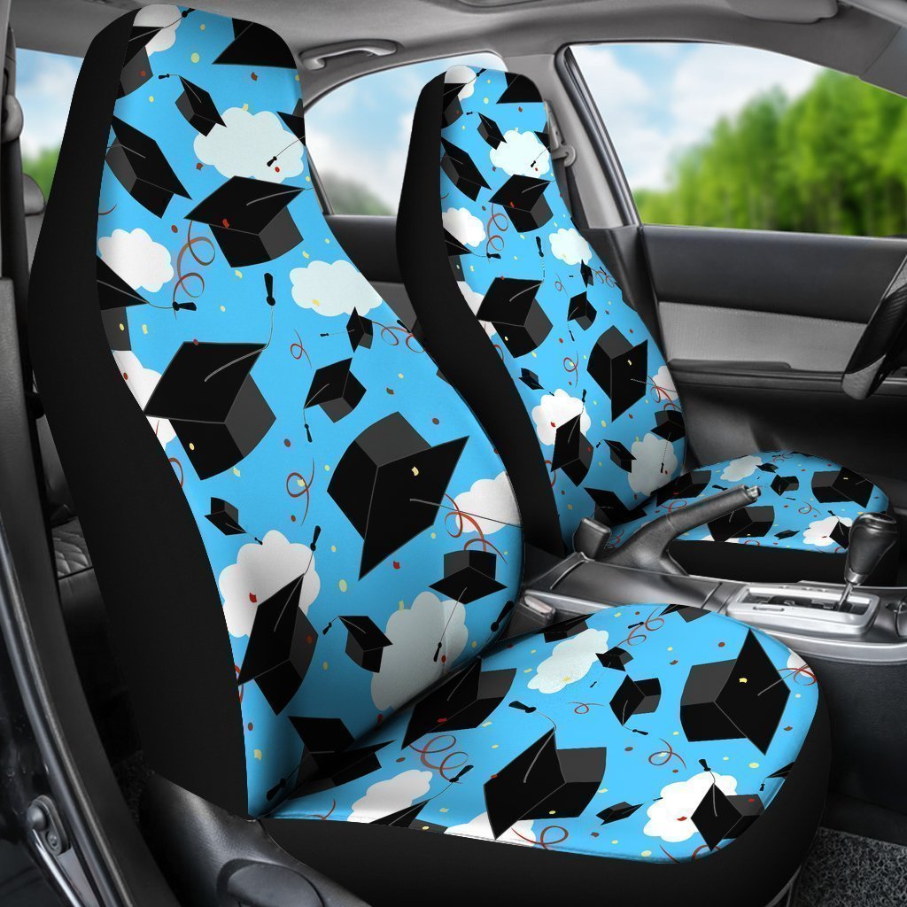 Graduation Print Pattern Universal Fit Car Seat Covers-grizzshop