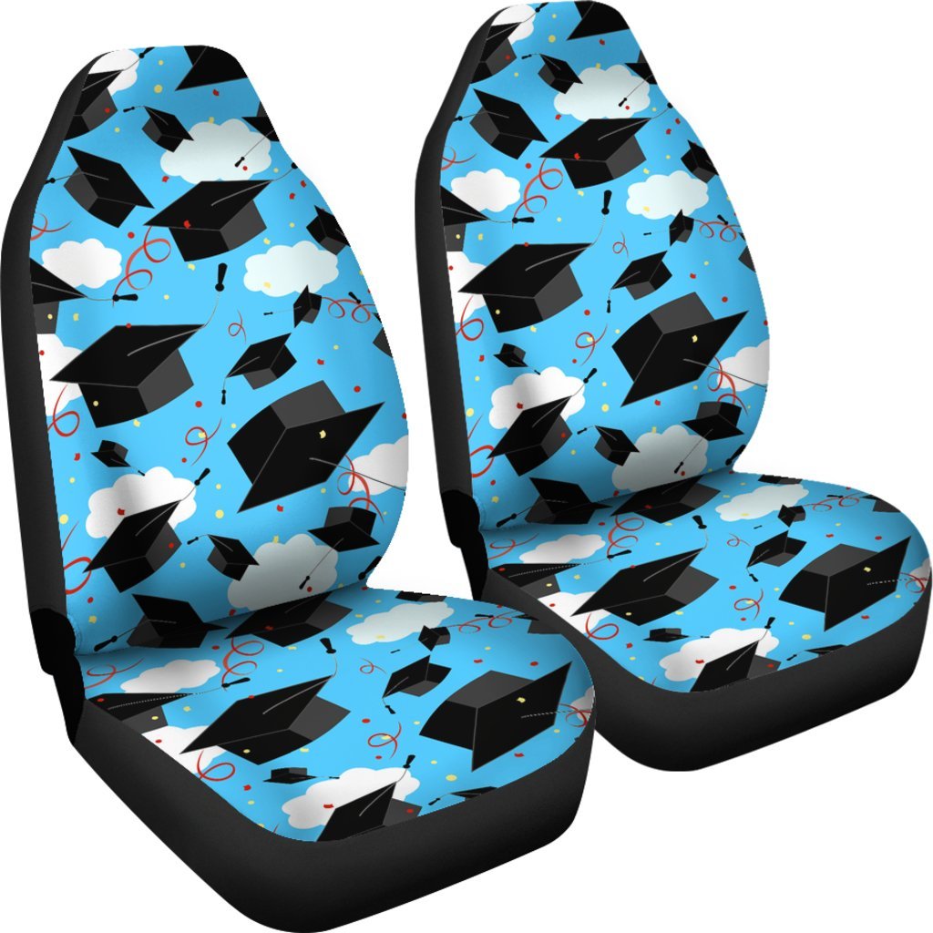 Graduation Print Pattern Universal Fit Car Seat Covers-grizzshop