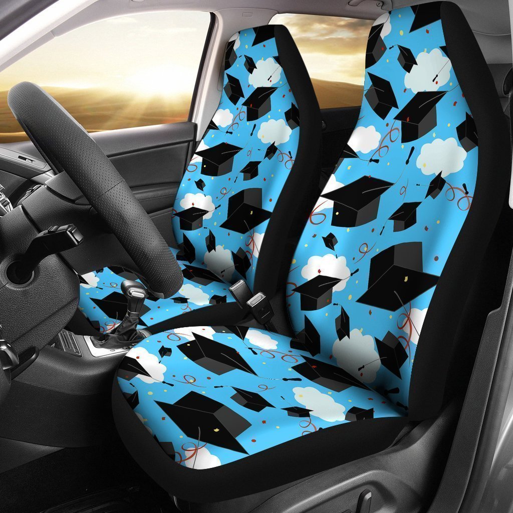 Graduation Print Pattern Universal Fit Car Seat Covers-grizzshop