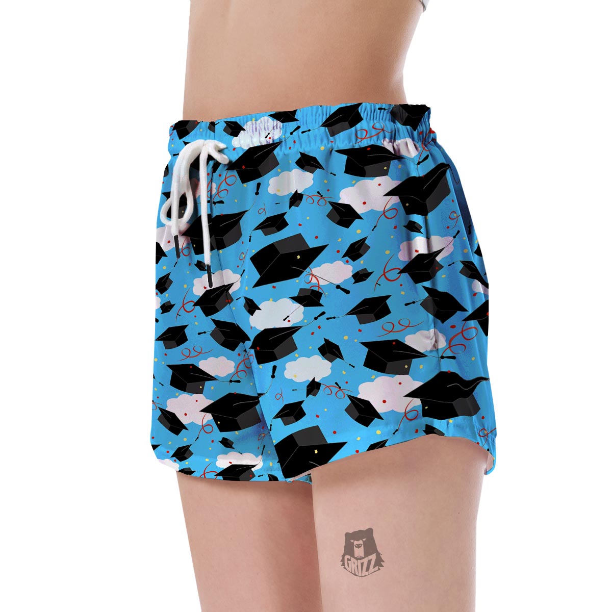 Graduation Print Pattern Women's Shorts-grizzshop