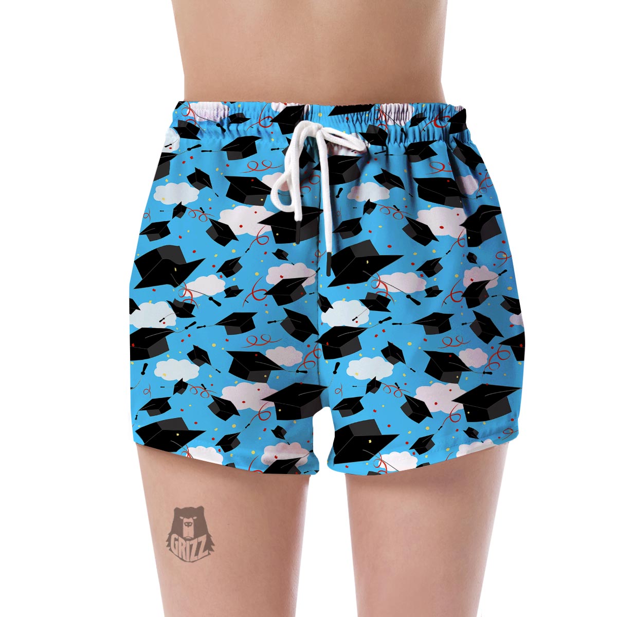 Graduation Print Pattern Women's Shorts-grizzshop