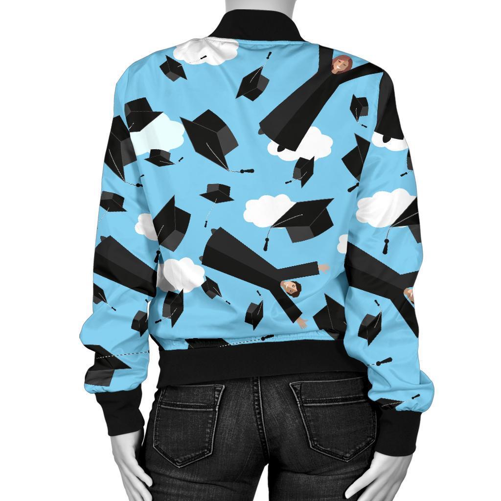 Graduation Day Pattern Print Women Casual Bomber Jacket-grizzshop