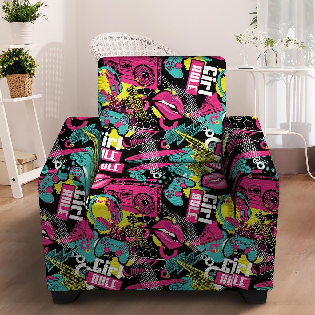 Graffiti Abstract Hiphop Lip Armchair Cover-grizzshop