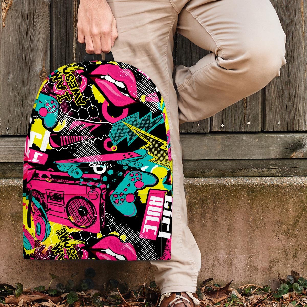 Graffiti Abstract Hiphop Lip Backpack-grizzshop