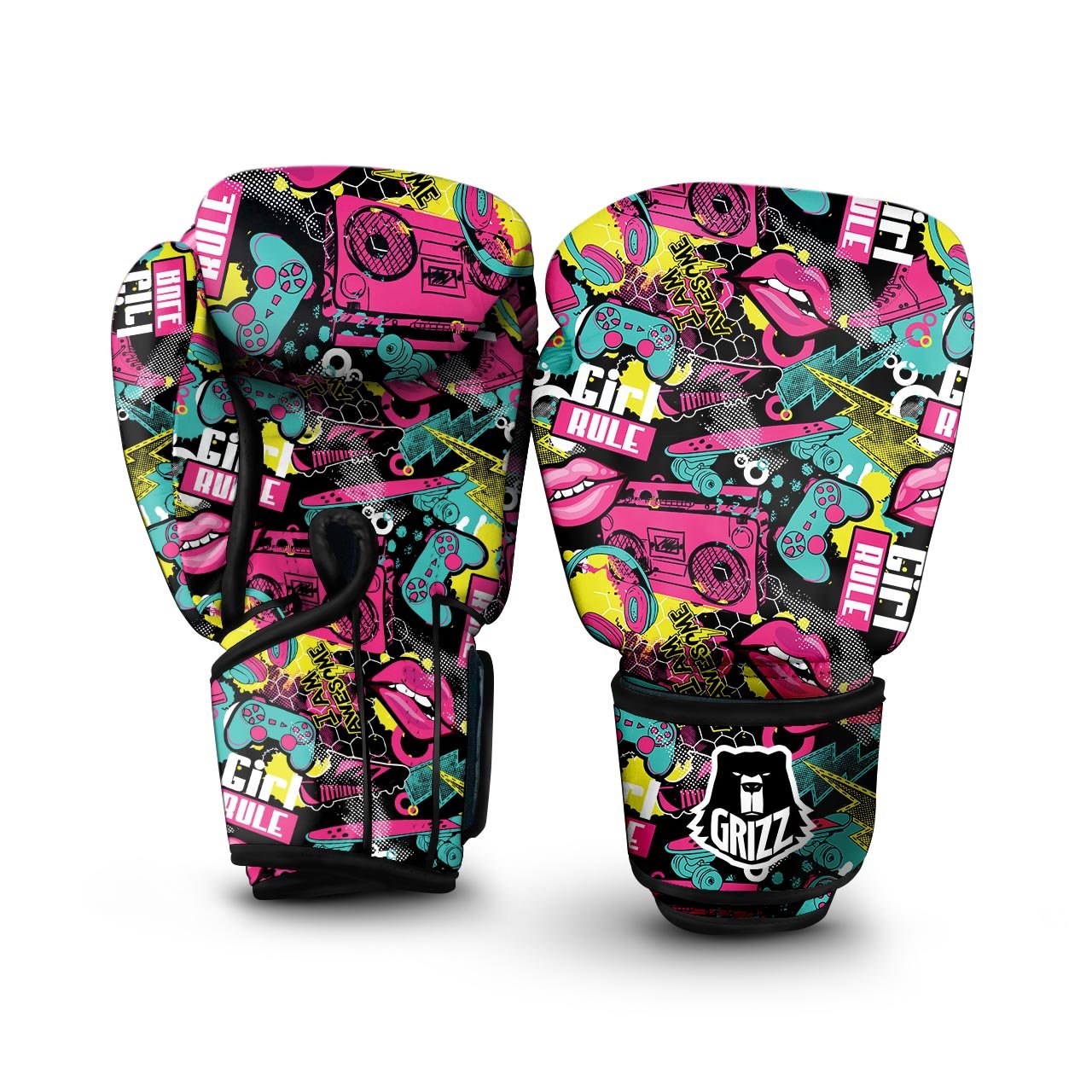 Graffiti Abstract Hiphop Lip Boxing Gloves-grizzshop