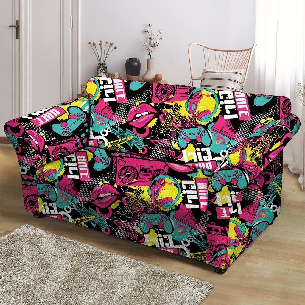 Graffiti Abstract Hiphop Lip Loveseat Cover-grizzshop