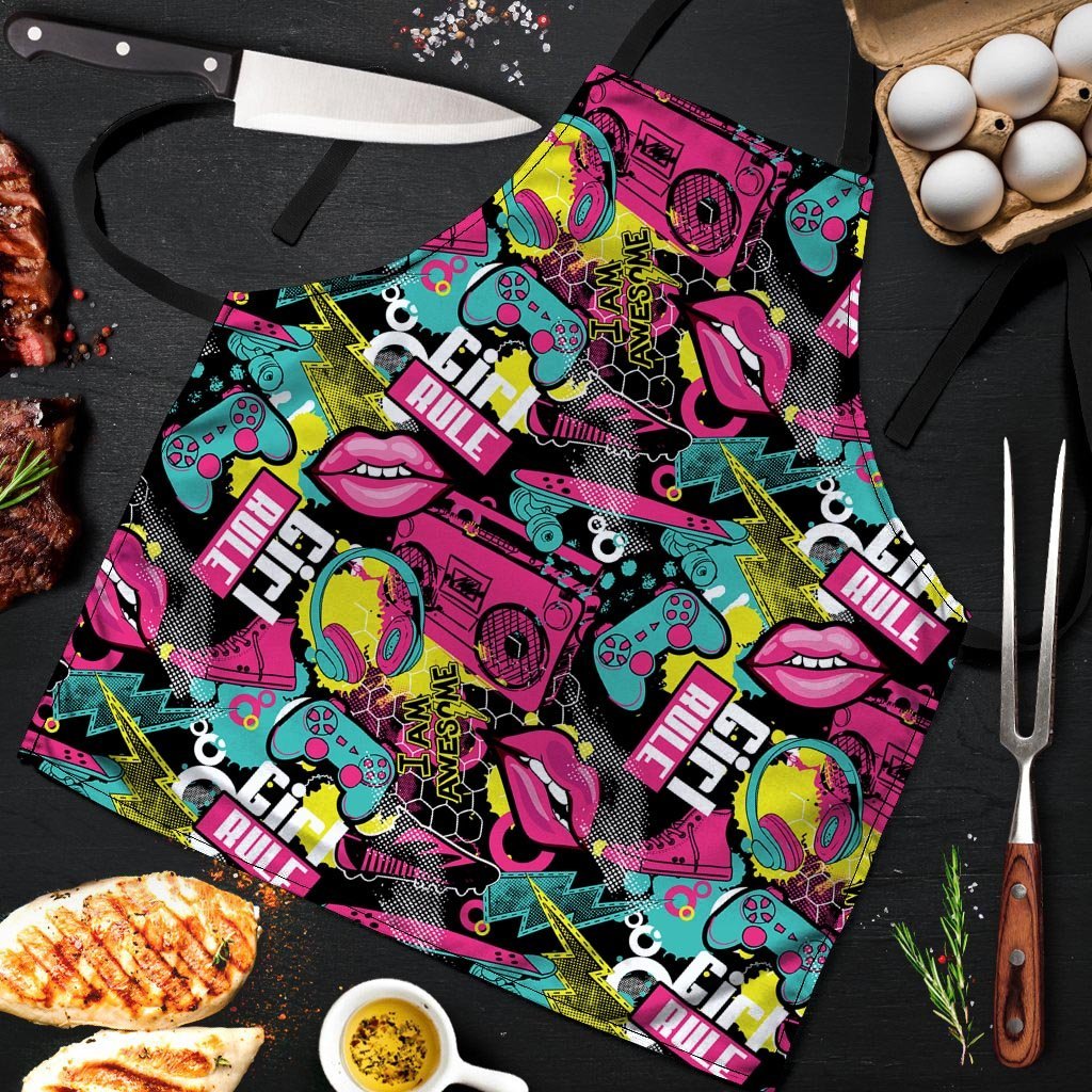 Graffiti Abstract Hiphop Lip Men's Apron-grizzshop