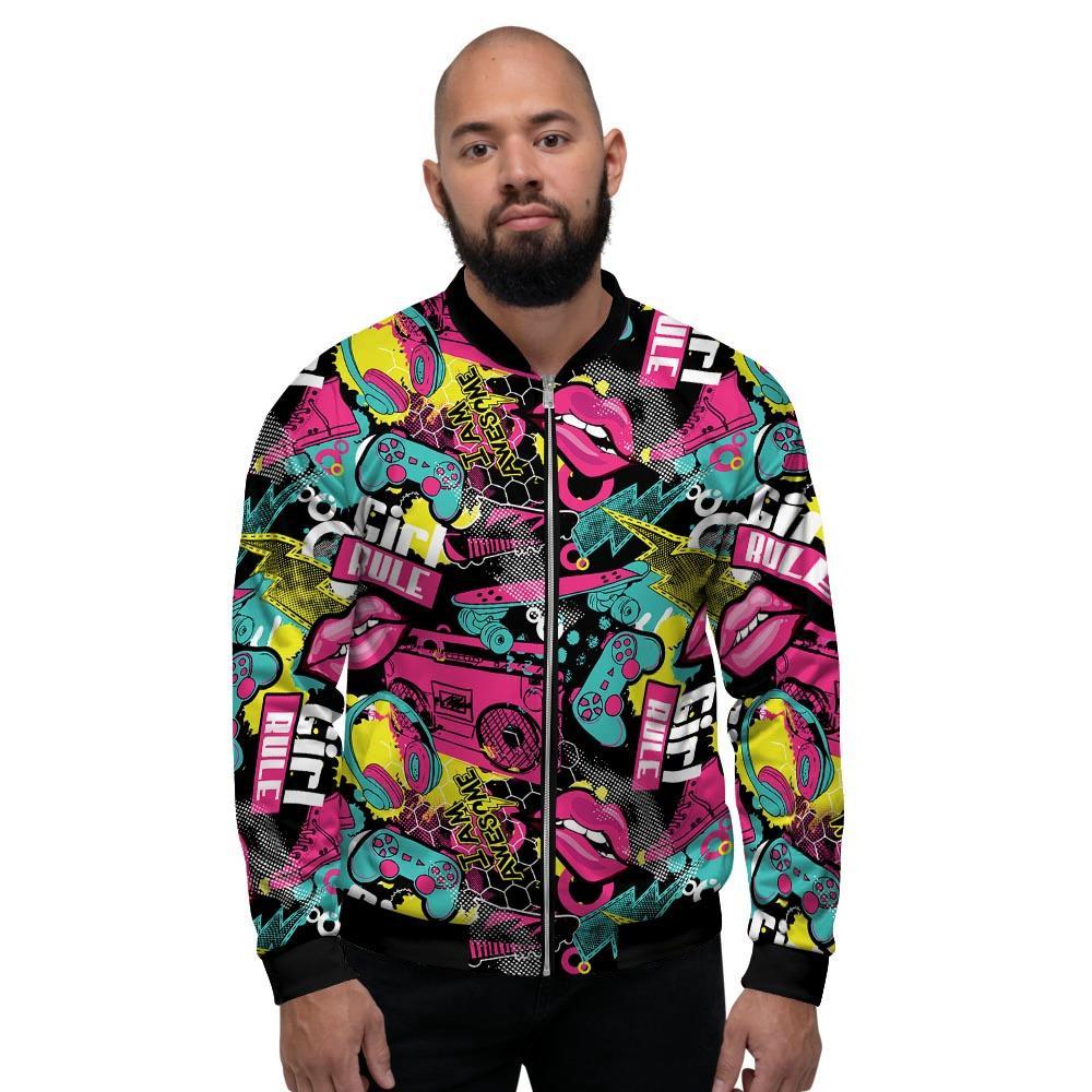 Graffiti Abstract Hiphop Lip Men's Bomber Jacket-grizzshop