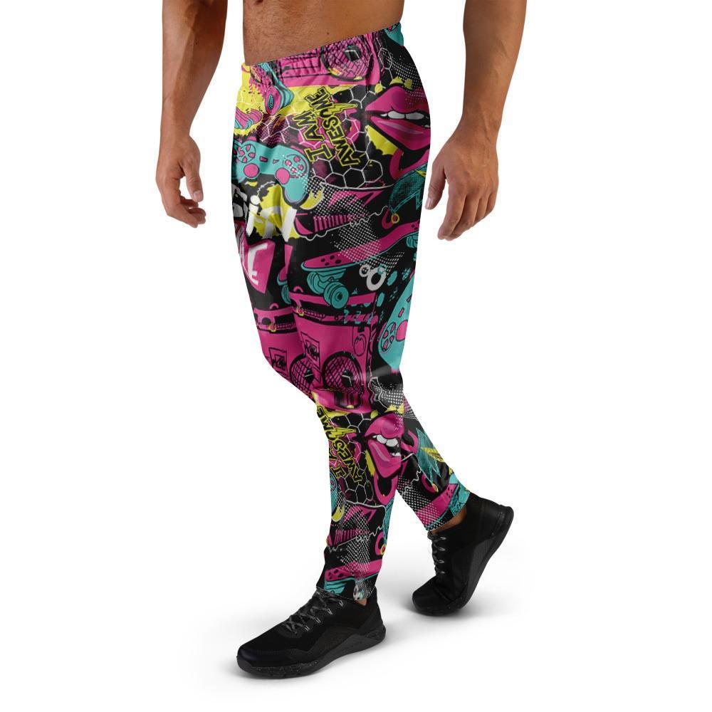 Graffiti Abstract Hiphop Lip Men's Joggers-grizzshop