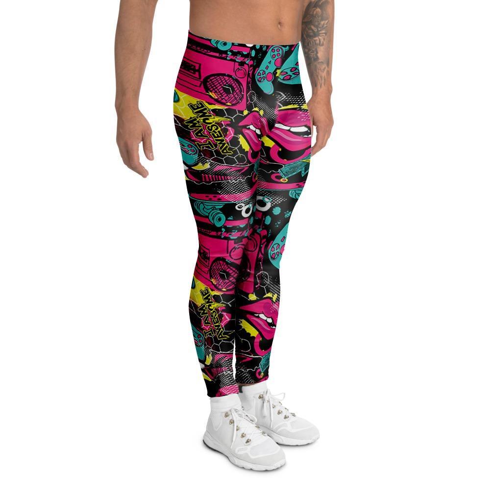 Graffiti Abstract Hiphop Lip Men's Leggings-grizzshop