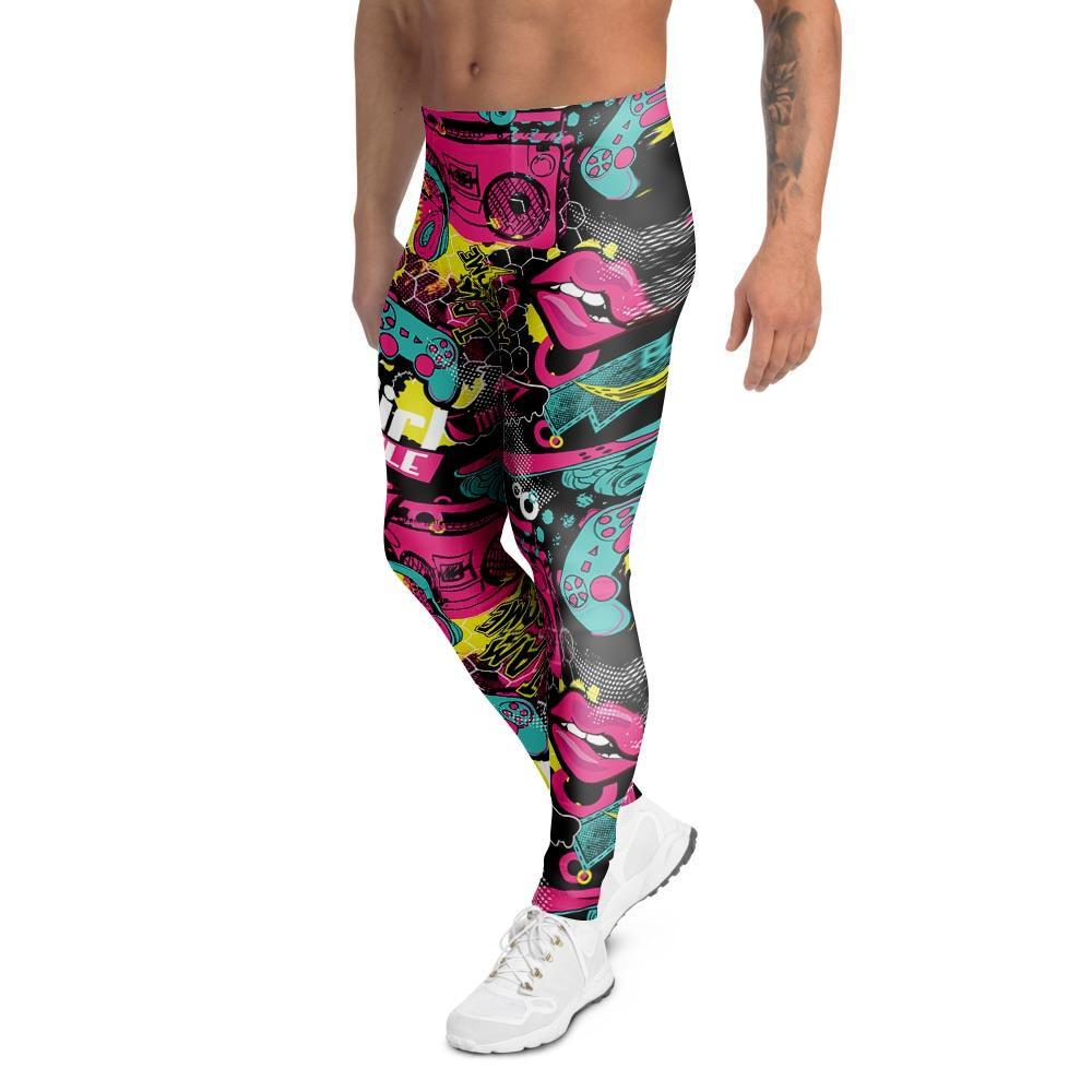 Graffiti Abstract Hiphop Lip Men's Leggings-grizzshop