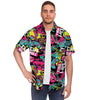 Graffiti Abstract Hiphop Lip Men's Short Sleeve Shirt-grizzshop