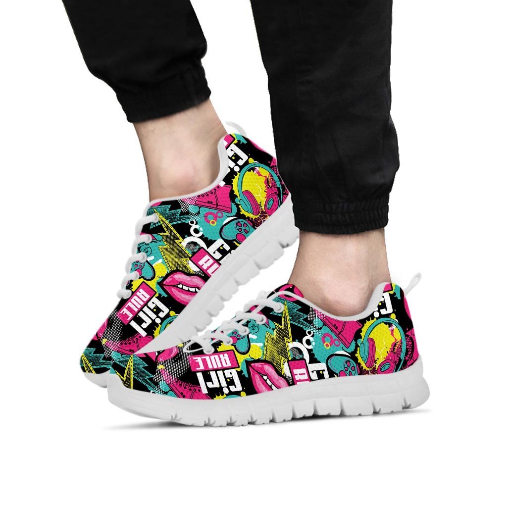 Graffiti Abstract Hiphop Lip Men's Sneakers-grizzshop