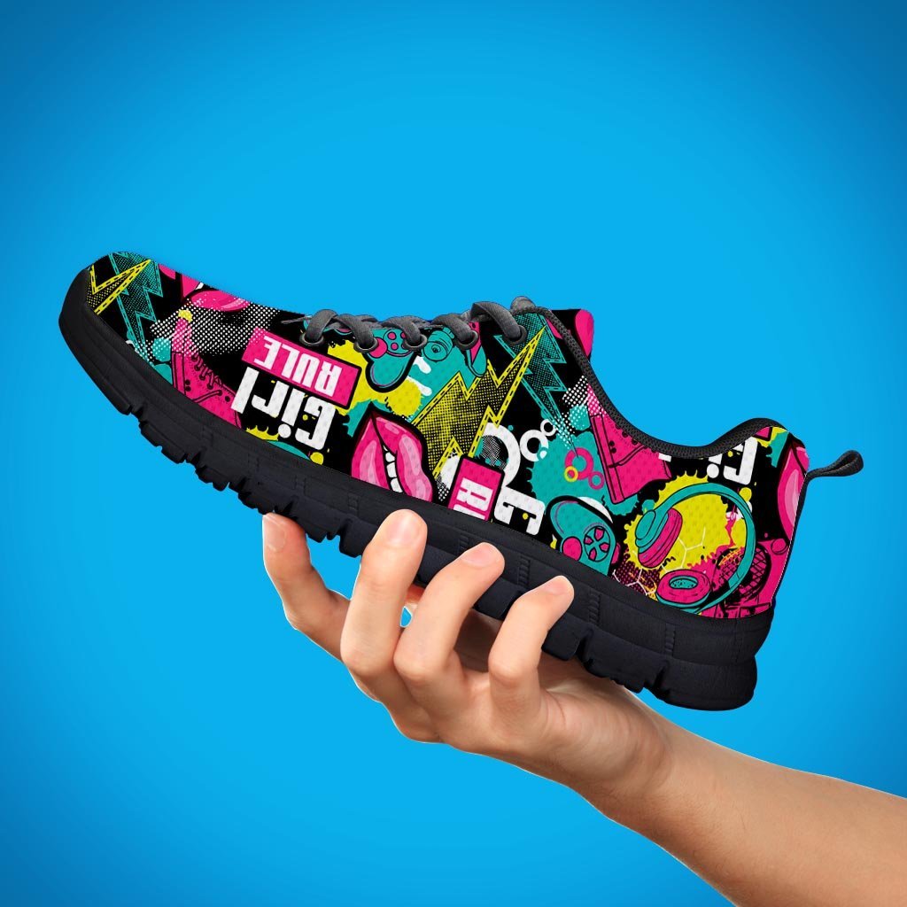 Graffiti Abstract Hiphop Lip Men's Sneakers-grizzshop